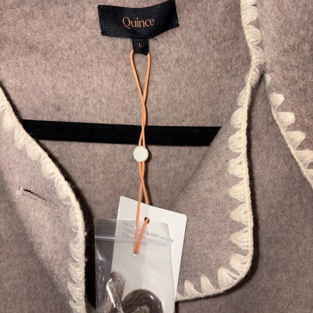 NWT Quince Double-Faced Merino Wool Scarf Coat in Oat color size Large - Picture 2 of 14
